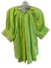 A.L.C. Size 2 Green Viscose & Cotton V Neck Short Puff Sleeve Pleated Top Green / 2