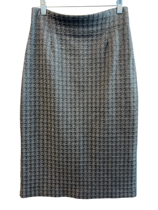Theory Size 4 Grey Viscose Blend Knit Houndstooth Back Zip Pencil Skirt Skirt Grey / 4
