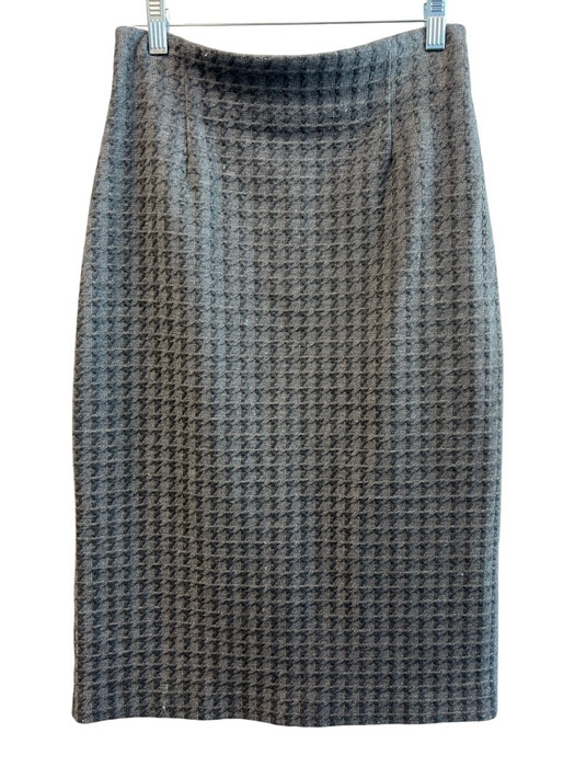 Theory Size 4 Grey Viscose Blend Knit Houndstooth Back Zip Pencil Skirt Skirt Grey / 4
