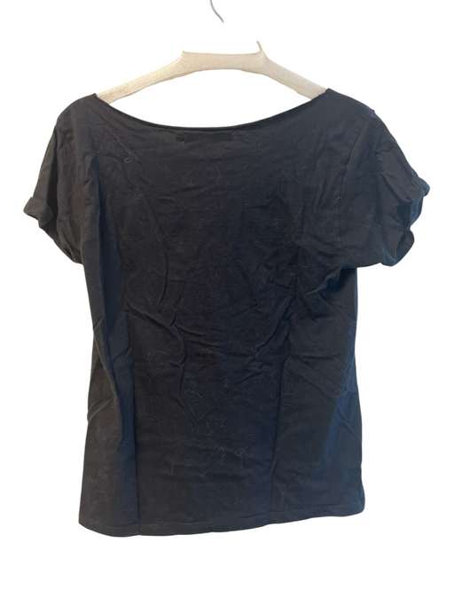 Alice + Olivia Jeans Size XS/S Black Cotton Short Sleeve print on front Top Black / XS/S