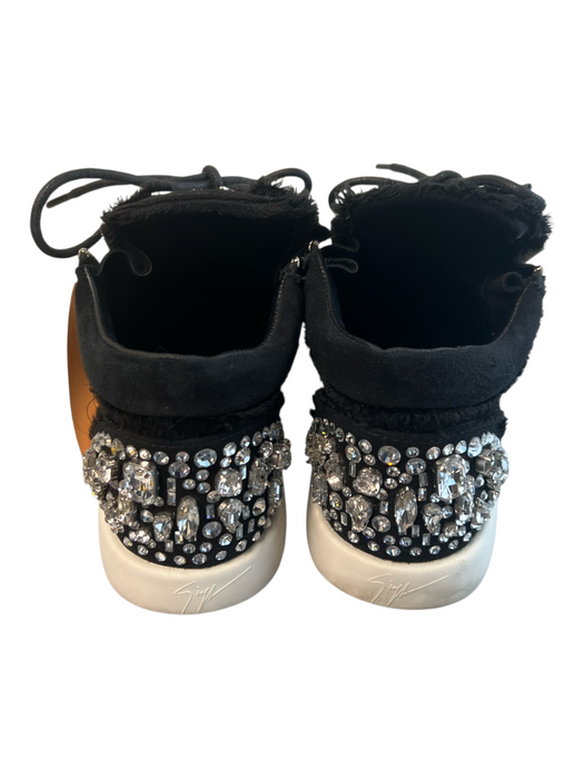 Giuseppe Zanotti Shoe Size 37.5 Black Suede Velvet Crystal Embellished Shoes Black / 37.5