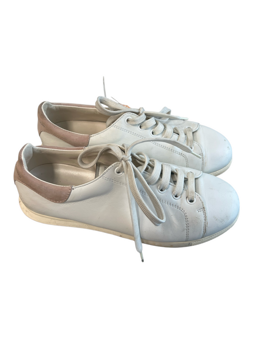 Alexander McQueen Shoe Size 37.5 White & Pink Leather Low Top Lace Up Shoes White & Pink / 37.5
