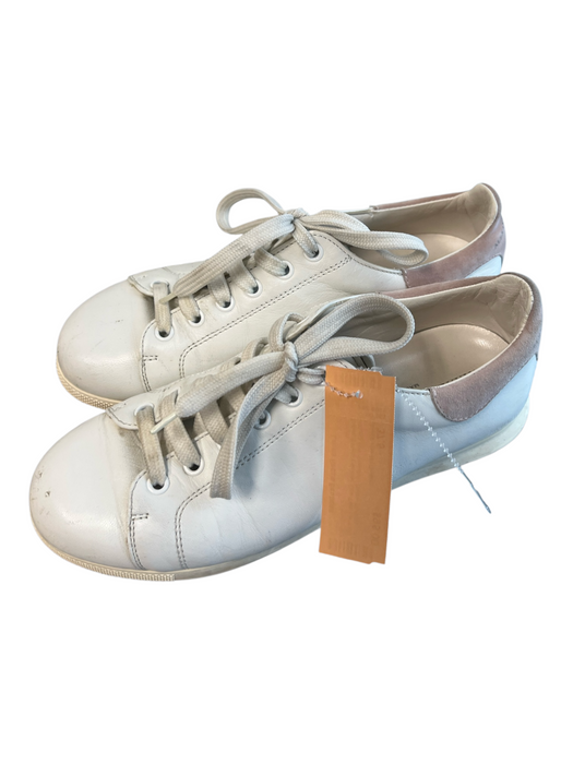 Alexander McQueen Shoe Size 37.5 White & Pink Leather Low Top Lace Up Shoes White & Pink / 37.5