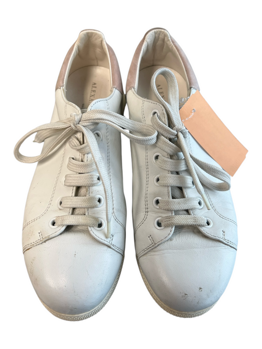 Alexander McQueen Shoe Size 37.5 White & Pink Leather Low Top Lace Up Shoes White & Pink / 37.5