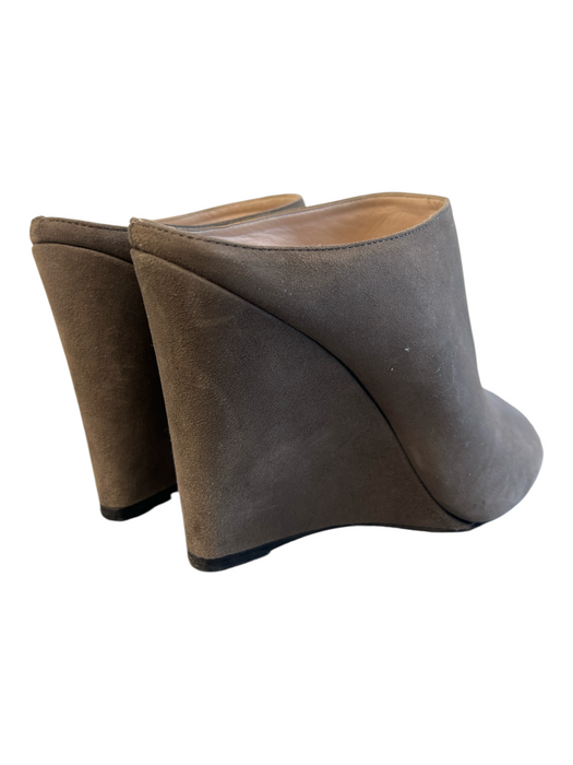 Prada Shoe Size 37.5 Grey Suede open toe solid color Wedge Heel Shoes Grey / 37.5