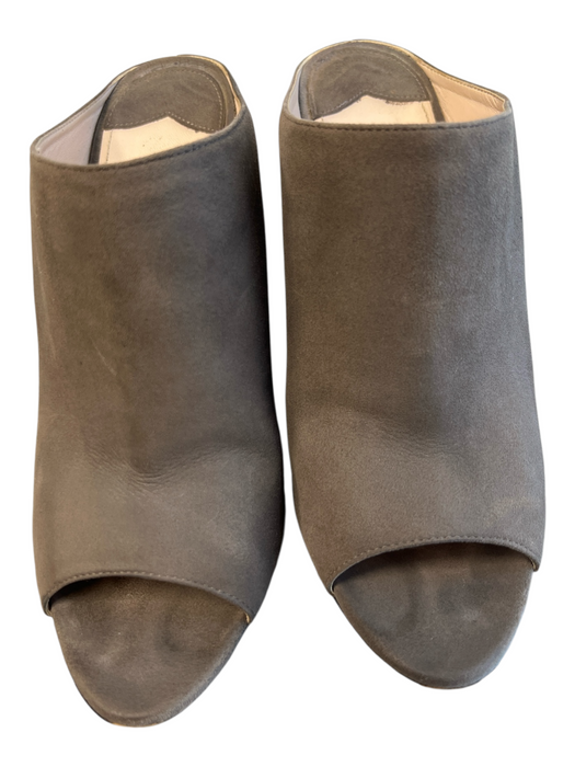 Prada Shoe Size 37.5 Grey Suede open toe solid color Wedge Heel Shoes Grey / 37.5