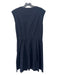 Theory Size 10 Navy Blue Cotton Blend Sleeveless Half Button Side Zip Dress Navy Blue / 10