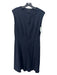 Theory Size 10 Navy Blue Cotton Blend Sleeveless Half Button Side Zip Dress Navy Blue / 10