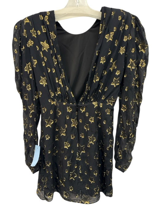 Dundas x Revolve Size S Black & Gold Viscose & Metallic Long Sleeve stars Dress Black & Gold / S