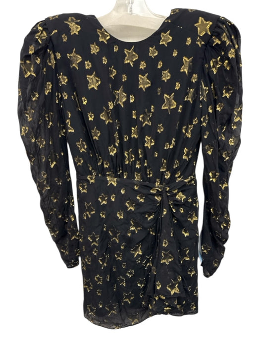 Dundas x Revolve Size S Black & Gold Viscose & Metallic Long Sleeve stars Dress Black & Gold / S