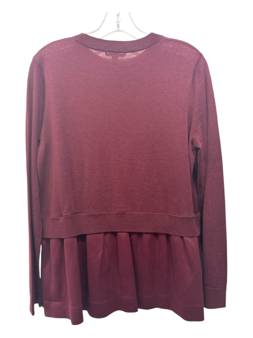 COS Size M Burgundy Wool Long Sleeve Crew Neck Peplum Top Burgundy / M