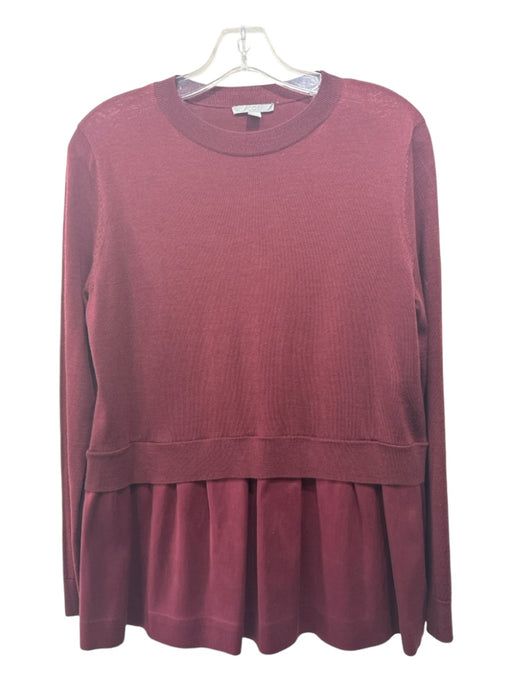 COS Size M Burgundy Wool Long Sleeve Crew Neck Peplum Top Burgundy / M