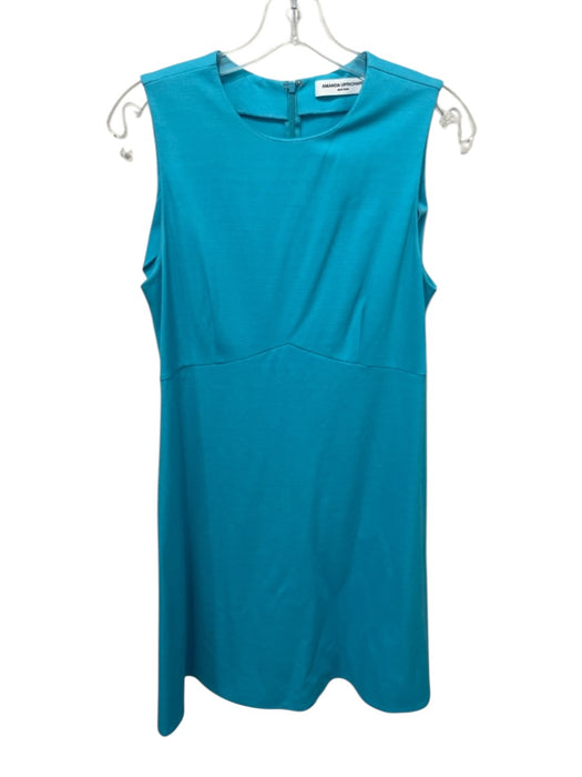 Amanda Uprichard Size L Aqua Blue Rayon Blend Sleeveless A Line Back Zip Dress Aqua Blue / L