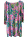 Lily Pulitzer Size M Pink Green & Yellow Rayon & Spandex Wide Neck Dress Pink Green & Yellow / M