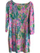 Lily Pulitzer Size M Pink Green & Yellow Rayon & Spandex Wide Neck Dress Pink Green & Yellow / M