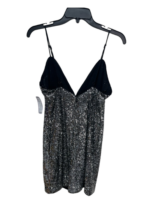 NBD Size M Black & Silver Polyester Blend Spaghetti Strap All Over Sequins Dress Black & Silver / M