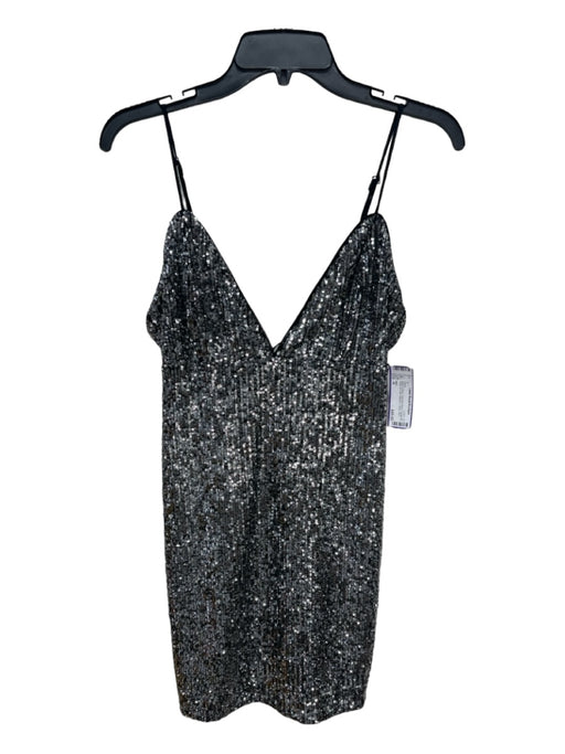 NBD Size M Black & Silver Polyester Blend Spaghetti Strap All Over Sequins Dress Black & Silver / M