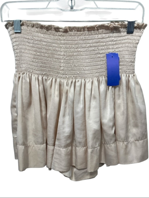 Koch Size Small Beige Polyester Smocked Waist Band Ruffles Gathered Mini Shorts Beige / Small