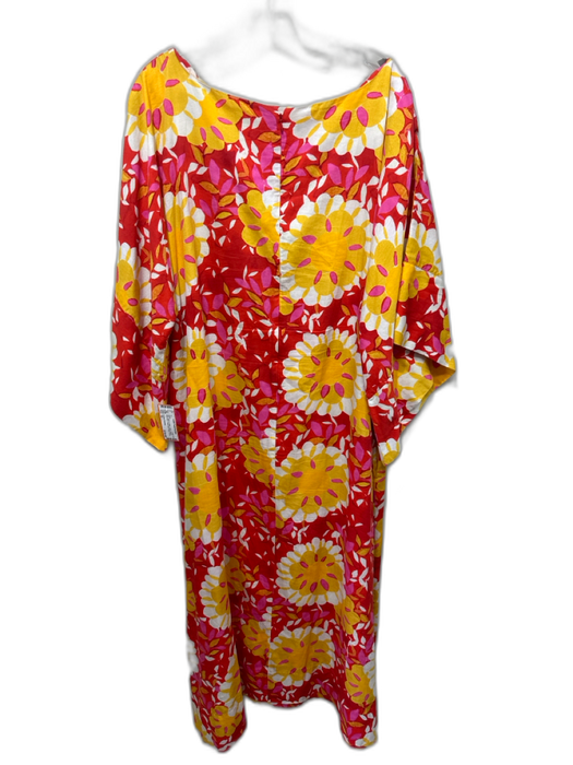 Frances Valentine Size XL Red, Yellow & White Cotton Dolman Short Sleev Dress Red, Yellow & White / XL