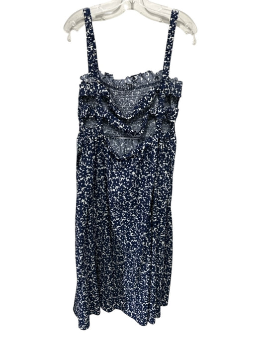 Abbey Glass Size XL Navy Blue & White Cotton Sleeveless Floral Print Midi Dress Navy Blue & White / XL