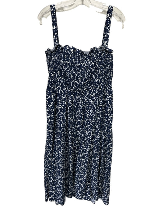 Abbey Glass Size XL Navy Blue & White Cotton Sleeveless Floral Print Midi Dress Navy Blue & White / XL