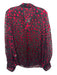 Saloni Size 8 Black & Red Silk & Rayon Long Sleeve Hearts Buttons Sheer Top Black & Red / 8