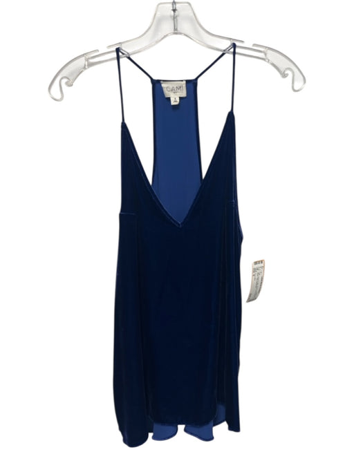 Cami NYC Size S Blue Rayon & Silk Velvet Sleeveless V Neck Tank Top Blue / S