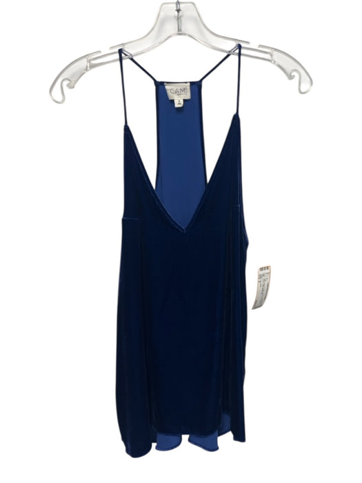 Cami NYC Size S Blue Rayon & Silk Velvet Sleeveless V Neck Tank Top Blue / S