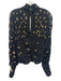 Caballero Size XS Black & Gold Viscose Long Sleeve Pleated Mock Neck Cut Out Top Black & Gold / XS