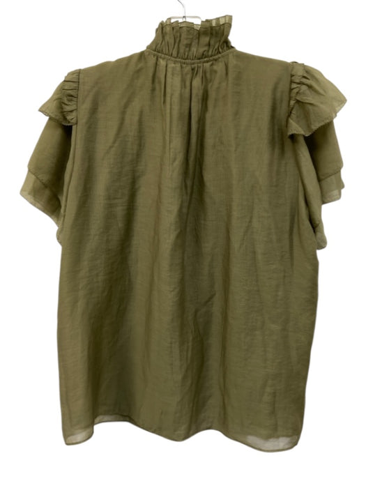 Hunter Bell Size M Sage green Tencel & Nylon Ruffle Cap Sleeve 1/4 Button Top Sage green / M