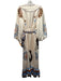 Ciebon Size M White, Brown, Blue Polyester Puff 1/2 Sleeve Abstract Print Dress White, Brown, Blue / M