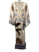 Ciebon Size M White, Brown, Blue Polyester Puff 1/2 Sleeve Abstract Print Dress White, Brown, Blue / M