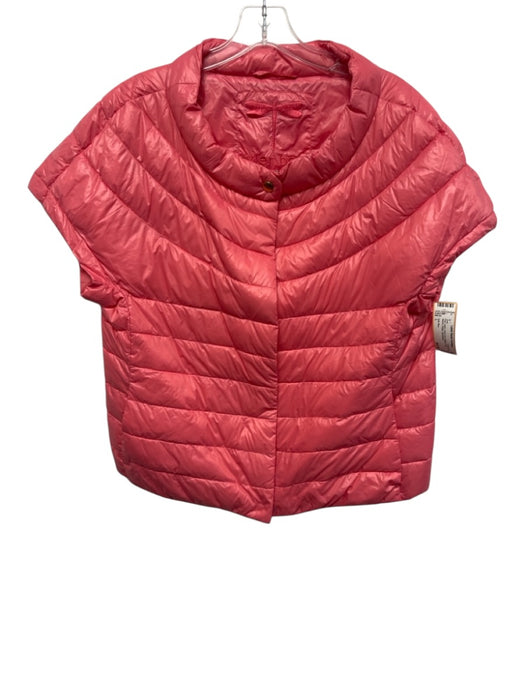 Tyler Boe Size L Pink Nylon Down Fill Quilted Cap Sleeve Snaps Vest Pink / L