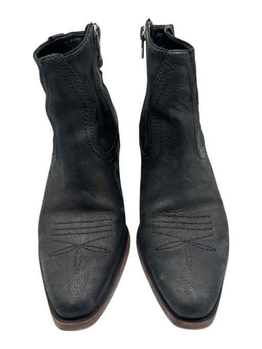 Dolce Vita Shoe Size 7.5 Black Leather Inner Side Zip Almond Toe Western Booties Black / 7.5