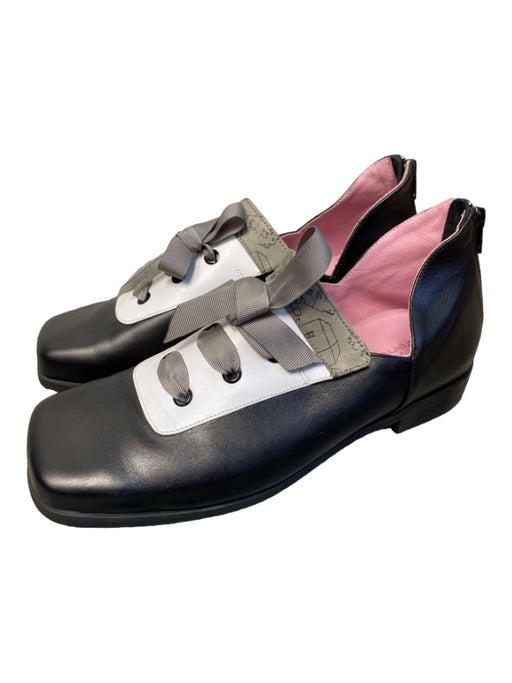 Orenveksler Shoe Size 40 Black, White & Gray Leather Square Toe lace up Shoes Black, White & Gray / 40