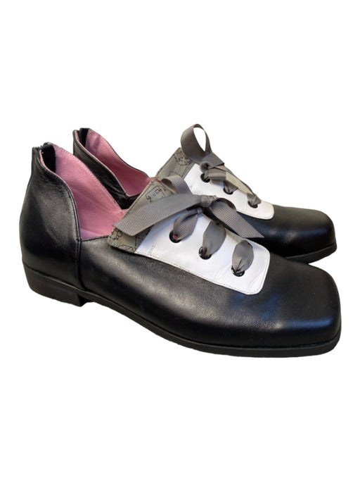 Orenveksler Shoe Size 40 Black, White & Gray Leather Square Toe lace up Shoes Black, White & Gray / 40