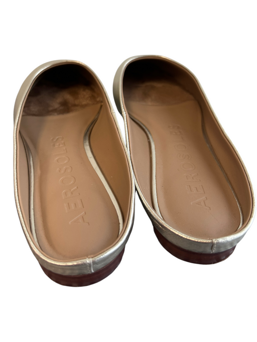 Aerosoles Shoe Size 9.5 Gold Tone Leather Almond Toe Open Back Flat Ballet Shoes Gold Tone / 9.5