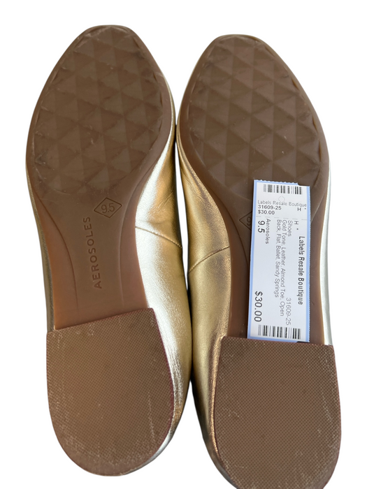Aerosoles Shoe Size 9.5 Gold Tone Leather Almond Toe Open Back Flat Ballet Shoes Gold Tone / 9.5