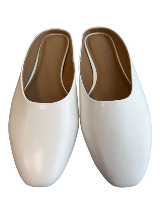Aerosoles Shoe Size 9.5 White Leather Almond Toe Open Back Flat Ballet Shoes White / 9.5