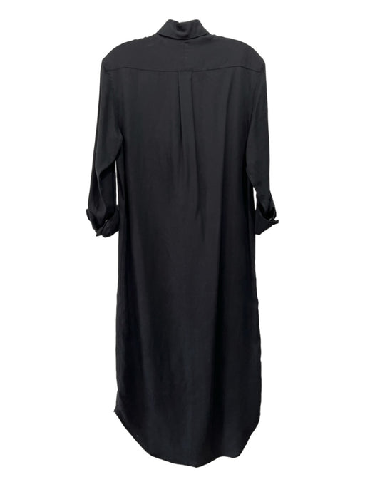 Emily Phillips Size 3 Black Linen Button Front Chest Pocket Dress Black / 3
