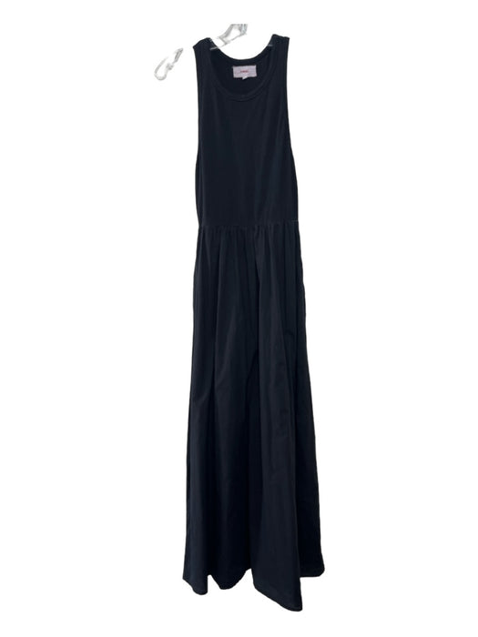 XiRENA Size S Black Cotton Round Neck Sleeveless Ribbed Midi Dress Black / S