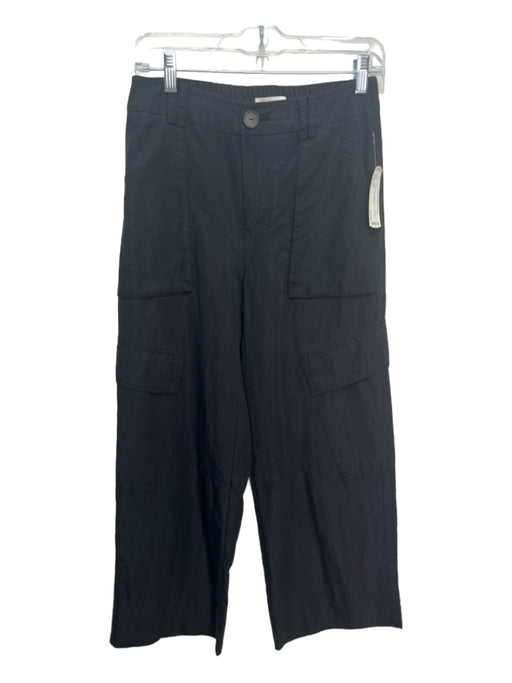 Vince Size 0 Black Tencel Button & Zip High Rise Cargo Crop Pants Black / 0