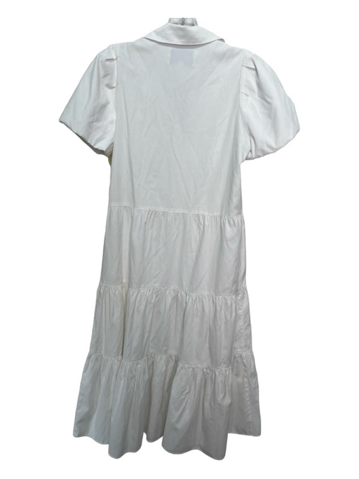 Brochu Walker Size XS Ivory White Polyester Blend Short Puff Sleeve Collar Dress Ivory White / XS