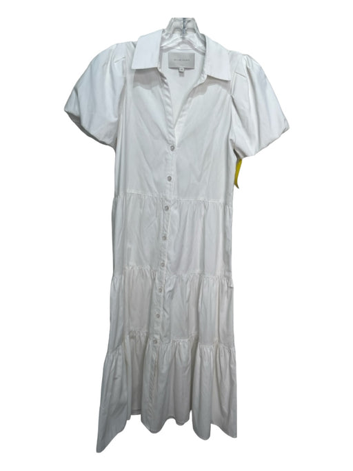 Brochu Walker Size XS Ivory White Polyester Blend Short Puff Sleeve Collar Dress Ivory White / XS