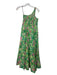 S/W/F Size S Green Pink Yellow Cotton Floral One Shoulder Sleeveless Dress Green Pink Yellow / S