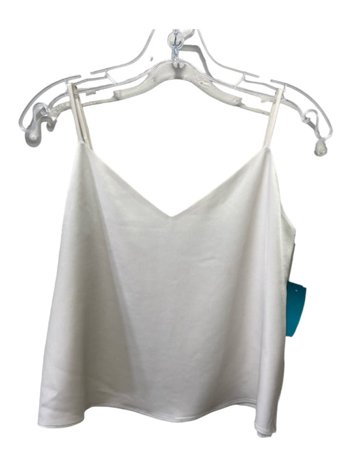 L'agence Size XS White Acetate Blend Spaghetti Strap V Neck Slip Top White / XS