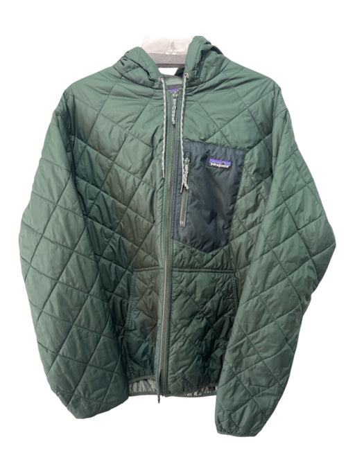 Patagonia Size XL Green Synthetic Quilted Hood Zip Up Men's Jacket XL