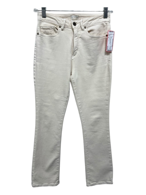 Ann Mashburn Size 25 Cream Cotton Denim Zip Fly High Rise Slim Straight Pants Cream / 25