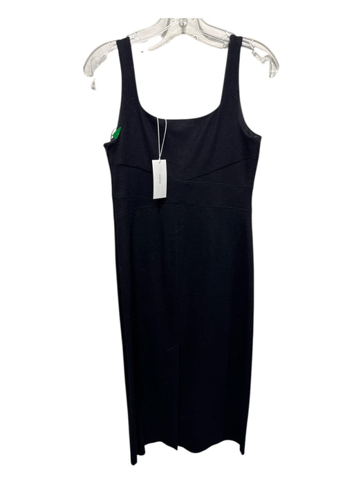 Vince Size 2 Black Wool Blend Square Neck Side Zip Midi Dress Black / 2
