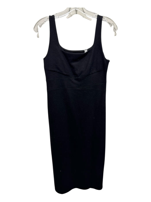 Vince Size 2 Black Wool Blend Square Neck Side Zip Midi Dress Black / 2